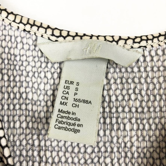 H&M Scoop Low Back Black White Print Tank Top S - Picture 8 of 9